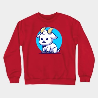 Cute Goat sitting Cartoon Crewneck Sweatshirt